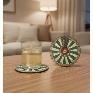 Kelsey King Arthur Melamine Coasters Set of 6 Round Tudor Rose Medieval Design
